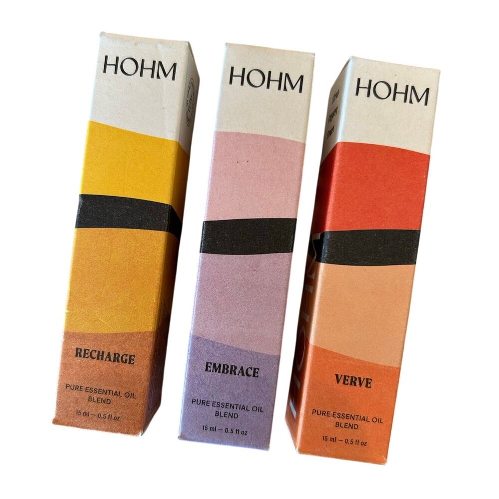 Hohm "Sweet Spring Scents" Pure Essential Oil Blends Recharge Embrace Verve NIB
